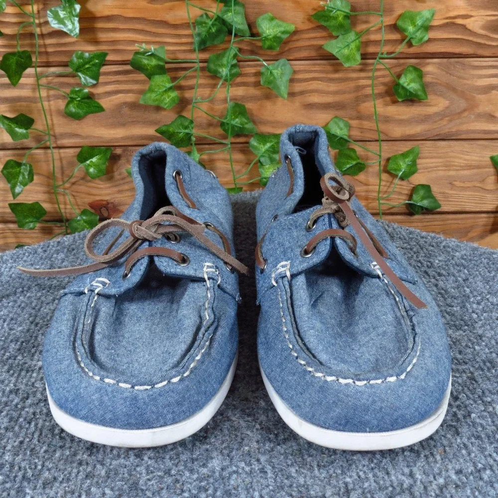 Old Navy Mens Denim Boat Shoe Size 10 Casual Coastal Blue Chambray Canvas